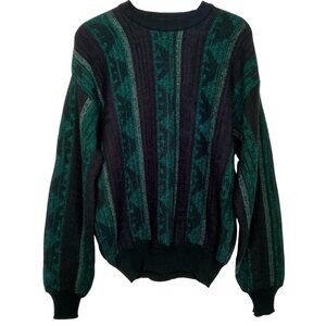 Vintage Sir William Sweater Large Crew Neck Pullover Purple Blue Retro Striped